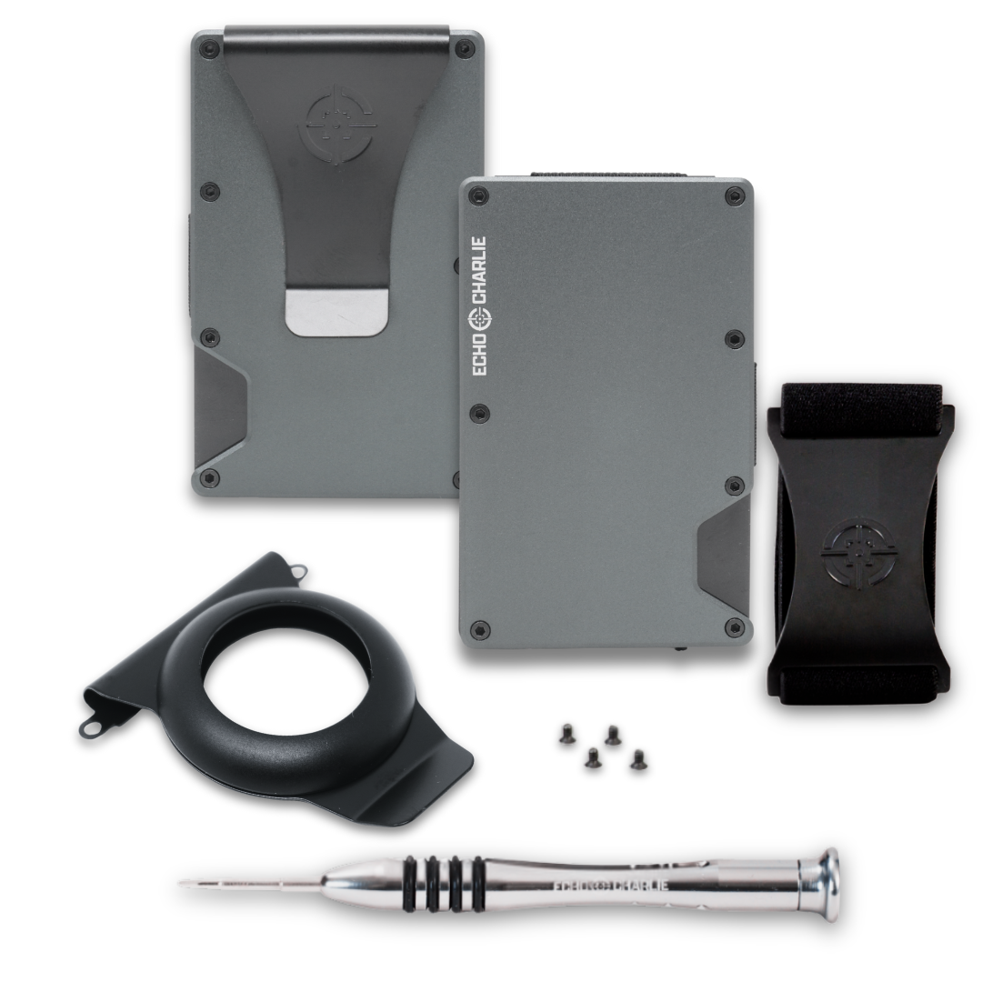 Echo Charlie Battleship Gray Wallet with Airtag Clip