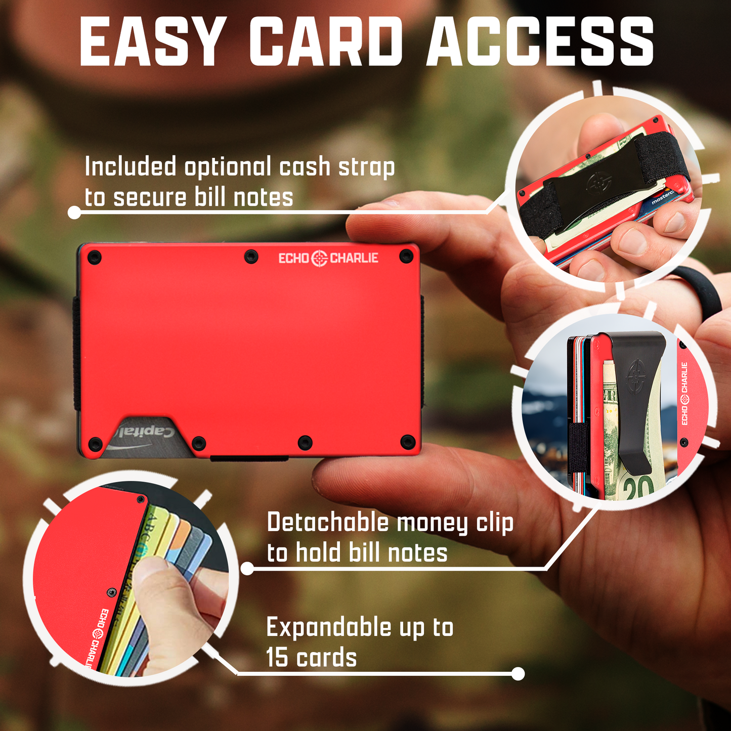 Echo Charlie Red Minimalist Wallet