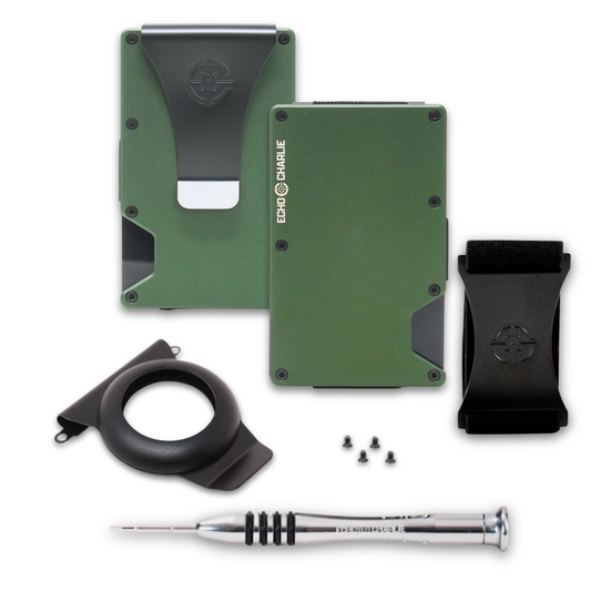 Echo Charlie OD Green Wallet with Airtag Clip